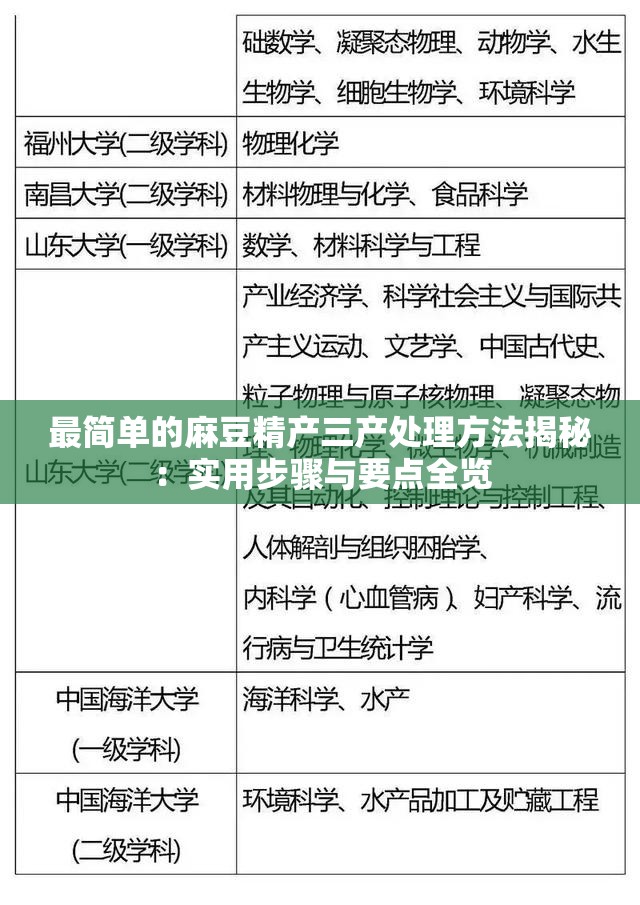 最简单的麻豆精产三产处理方法揭秘：实用步骤与要点全览