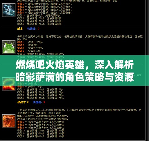 燃烧吧火焰英雄，深入解析暗影萨满的角色策略与资源管理精妙艺术