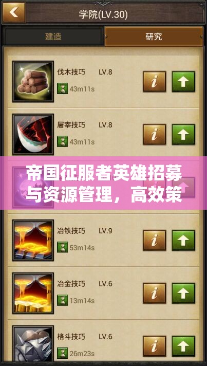 帝国征服者英雄招募与资源管理，高效策略助你征服天下