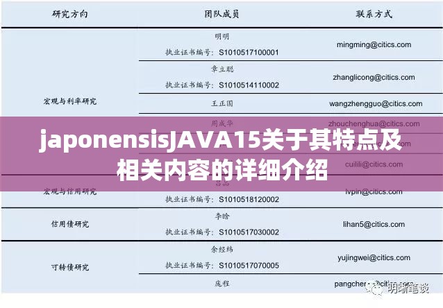 japonensisJAVA15关于其特点及相关内容的详细介绍