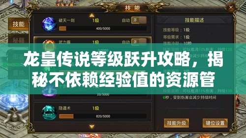 龙皇传说等级跃升攻略，揭秘不依赖经验值的资源管理高效艺术