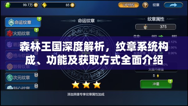 森林王国深度解析，纹章系统构成、功能及获取方式全面介绍