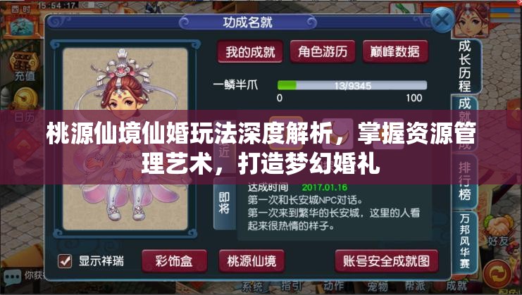 桃源仙境仙婚玩法深度解析，掌握资源管理艺术，打造梦幻婚礼