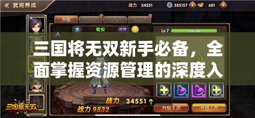 三国将无双新手必备，全面掌握资源管理的深度入坑指南
