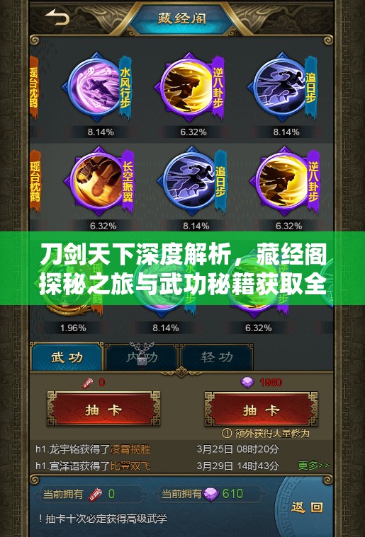 刀剑天下深度解析，藏经阁探秘之旅与武功秘籍获取全面攻略