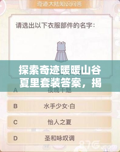 探索奇迹暖暖山谷夏里套装答案，揭秘高效资源管理的艺术之道