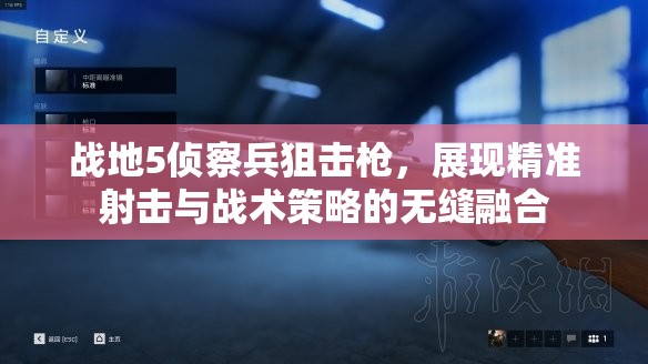 战地5侦察兵狙击枪，展现精准射击与战术策略的无缝融合