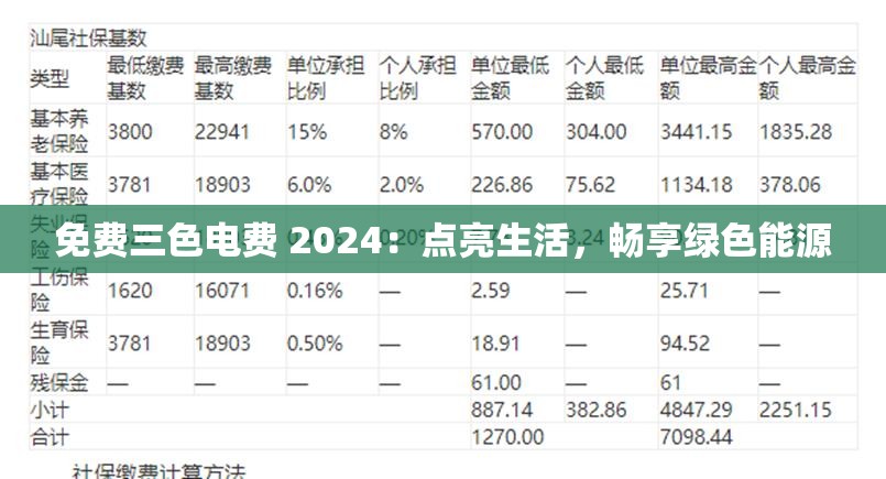 免费三色电费 2024：点亮生活，畅享绿色能源