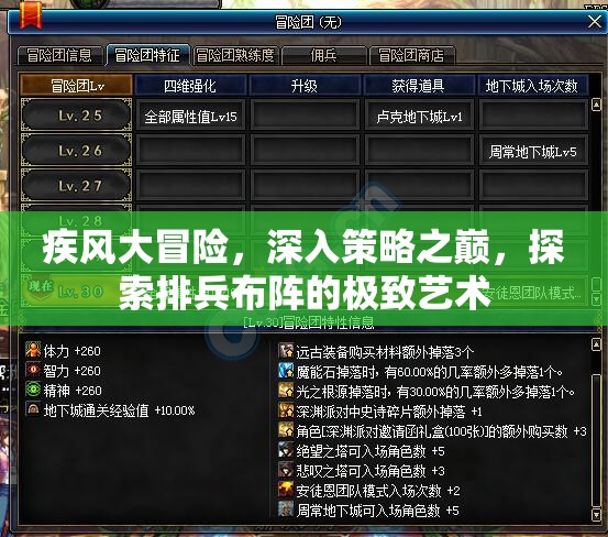 疾风大冒险，深入策略之巅，探索排兵布阵的极致艺术