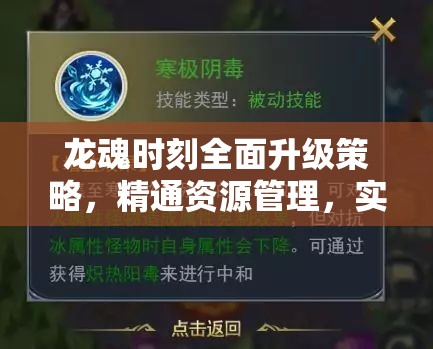 龙魂时刻全面升级策略，精通资源管理，实现高效利用并彻底避免浪费