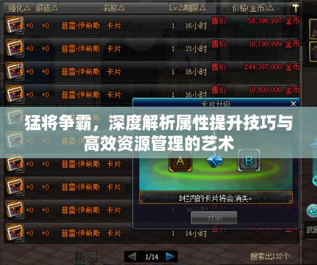 猛将争霸，深度解析属性提升技巧与高效资源管理的艺术