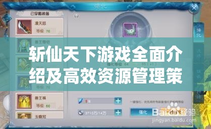 斩仙天下游戏全面介绍及高效资源管理策略解析