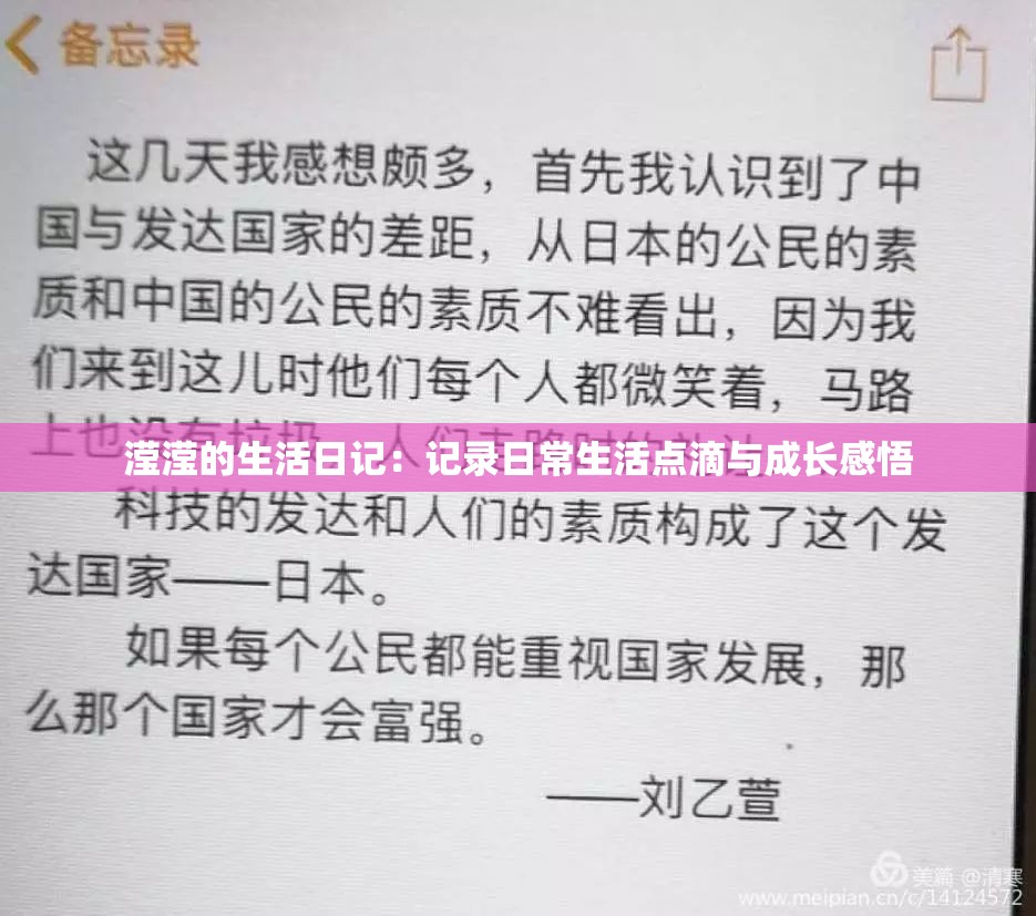 滢滢的生活日记：记录日常生活点滴与成长感悟