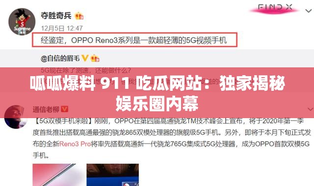 呱呱爆料 911 吃瓜网站：独家揭秘娱乐圈内幕