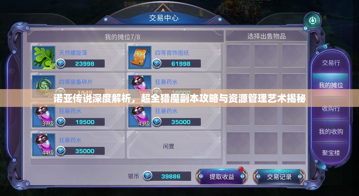 诺亚传说深度解析，超全猎魔副本攻略与资源管理艺术揭秘