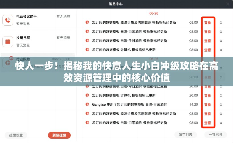 快人一步！揭秘我的快意人生小白冲级攻略在高效资源管理中的核心价值