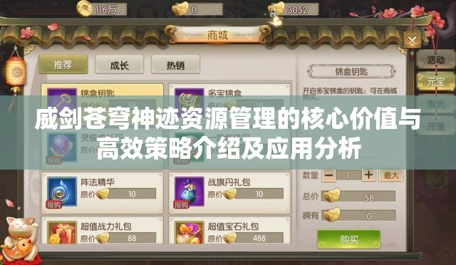 威剑苍穹神迹资源管理的核心价值与高效策略介绍及应用分析