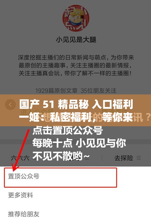 国产 51 精品秘 入口福利一姬：私密福利，等你来探索