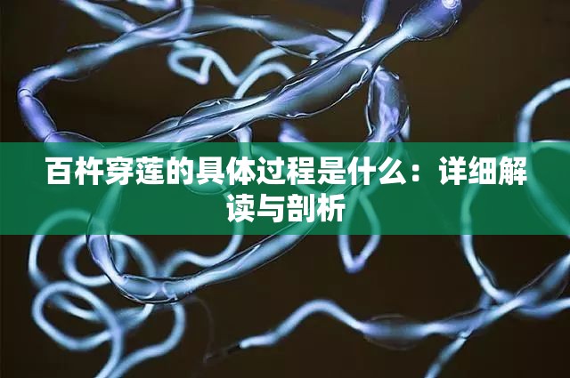 百杵穿莲的具体过程是什么：详细解读与剖析