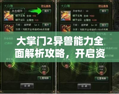 大掌门2异兽能力全面解析攻略，开启资源管理新篇章的必备指南