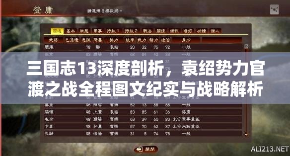 三国志13深度剖析，袁绍势力官渡之战全程图文纪实与战略解析
