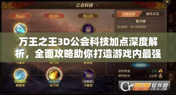 万王之王3D公会科技加点深度解析，全面攻略助你打造游戏内最强公会