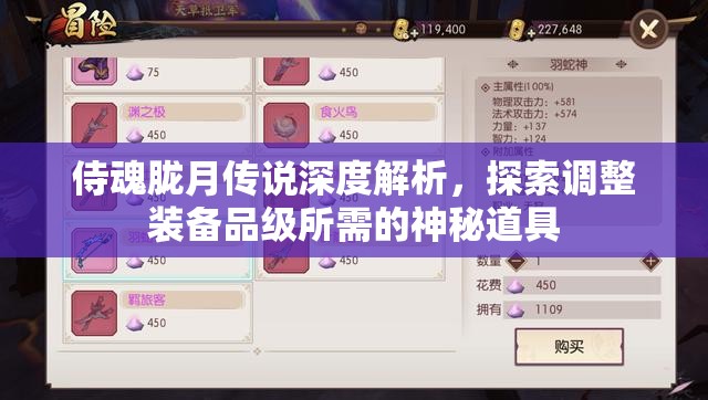 侍魂胧月传说深度解析，探索调整装备品级所需的神秘道具