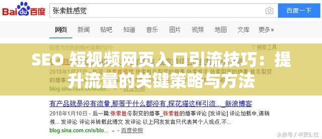 SEO 短视频网页入口引流技巧：提升流量的关键策略与方法