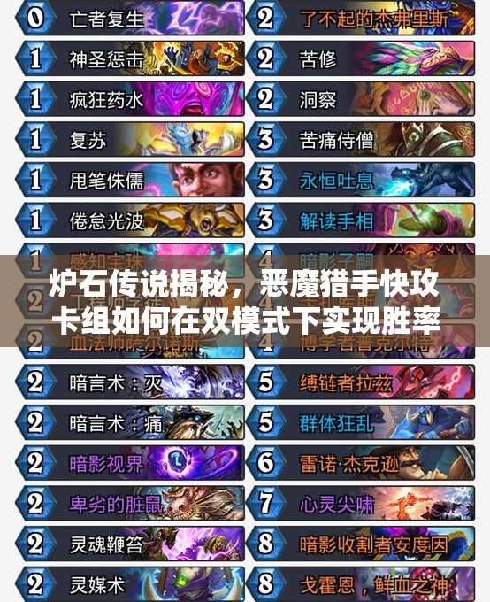 炉石传说揭秘，恶魔猎手快攻卡组如何在双模式下实现胜率登顶的策略