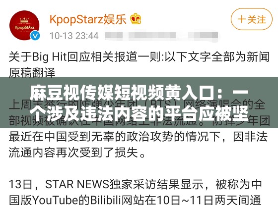 麻豆视传媒短视频黄入口：一个涉及违法内容的平台应被坚决抵制