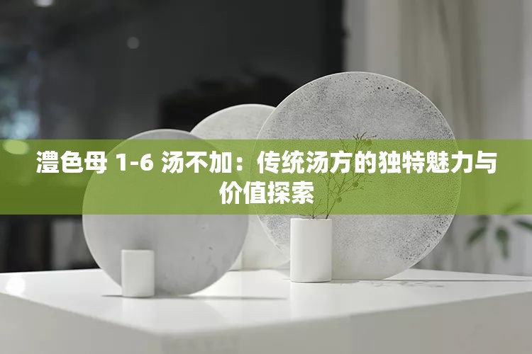 澧色母 1-6 汤不加：传统汤方的独特魅力与价值探索