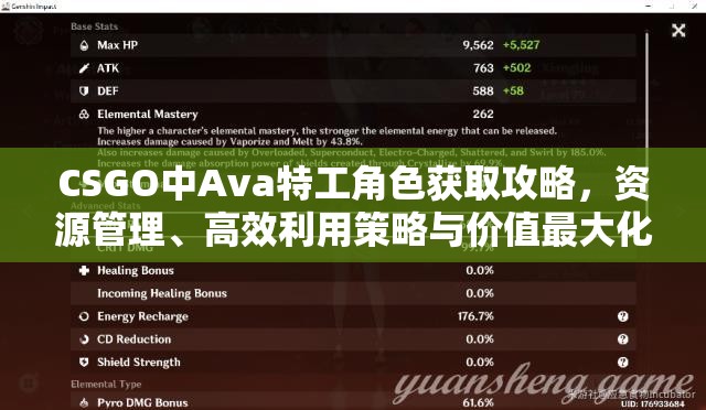 CSGO中Ava特工角色获取攻略，资源管理、高效利用策略与价值最大化技巧
