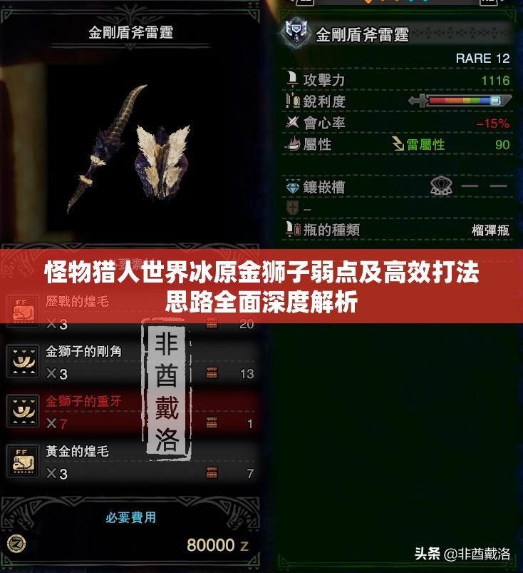 怪物猎人世界冰原金狮子弱点及高效打法思路全面深度解析