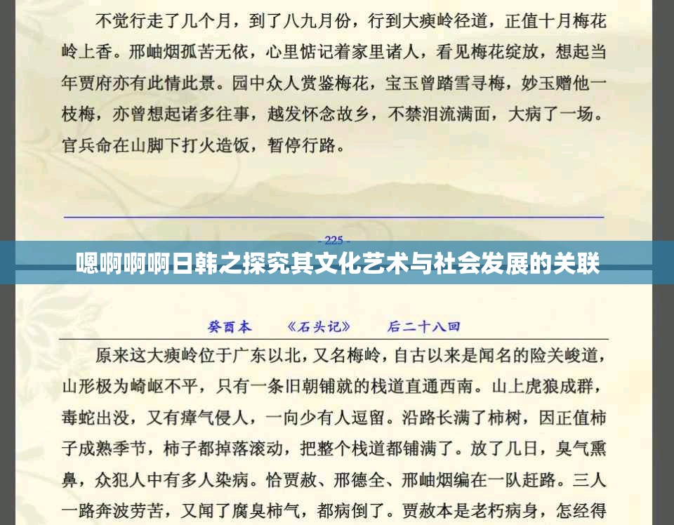 嗯啊啊啊日韩之探究其文化艺术与社会发展的关联