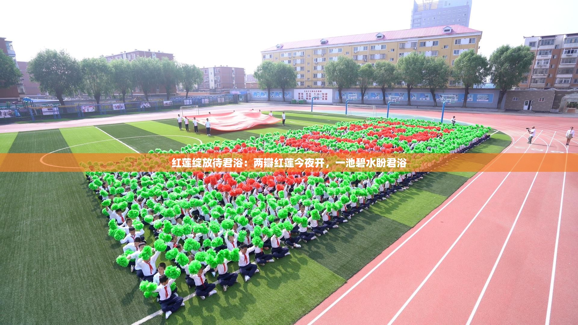 红莲绽放待君浴：两瓣红莲今夜开，一池碧水盼君浴