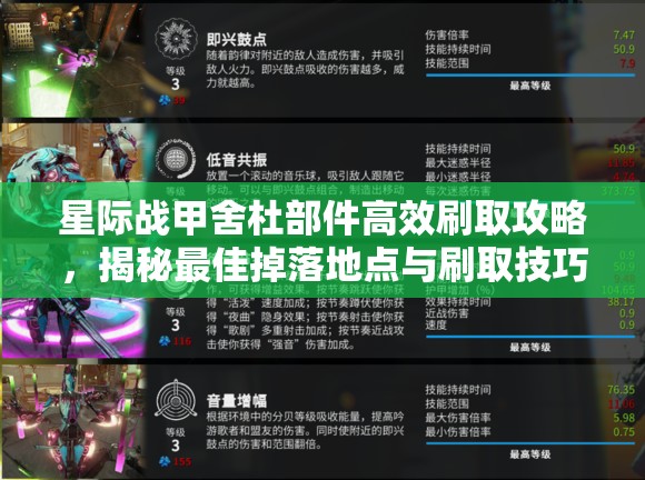 星际战甲舍杜部件高效刷取攻略，揭秘最佳掉落地点与刷取技巧