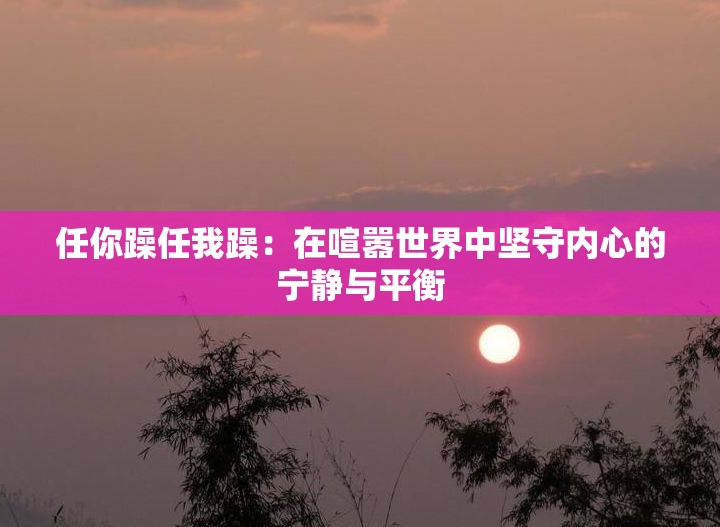 任你躁任我躁：在喧嚣世界中坚守内心的宁静与平衡