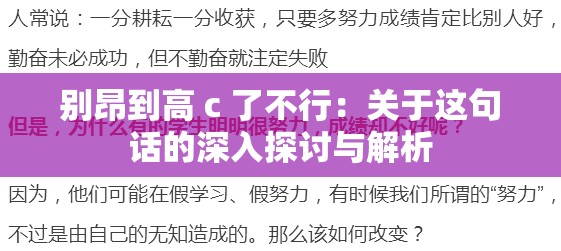 别昂到高 c 了不行：关于这句话的深入探讨与解析