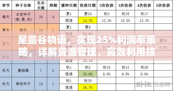 星露谷物语，实现25%利润率策略，详解资源管理、高效利用技巧及避免浪费方法