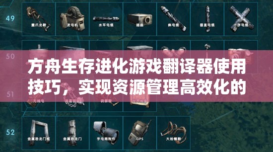 方舟生存进化游戏翻译器使用技巧，实现资源管理高效化的全面指南
