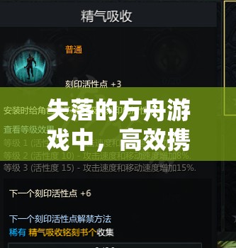 失落的方舟游戏中，高效携带并利用六个铭刻的策略与实践指南