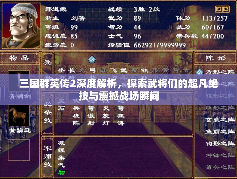 三国群英传2深度解析，探索武将们的超凡绝技与震撼战场瞬间