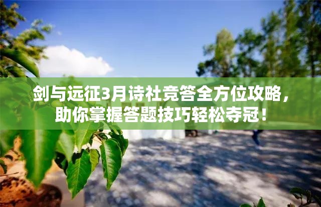 剑与远征3月诗社竞答全方位攻略，助你掌握答题技巧轻松夺冠！