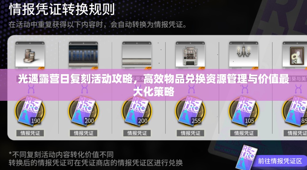 光遇露营日复刻活动攻略，高效物品兑换资源管理与价值最大化策略