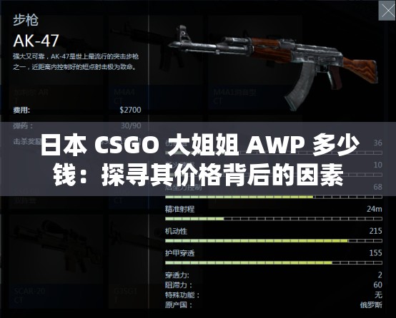 日本 CSGO 大姐姐 AWP 多少钱：探寻其价格背后的因素
