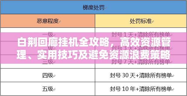 白荆回廊挂机全攻略，高效资源管理、实用技巧及避免资源浪费策略