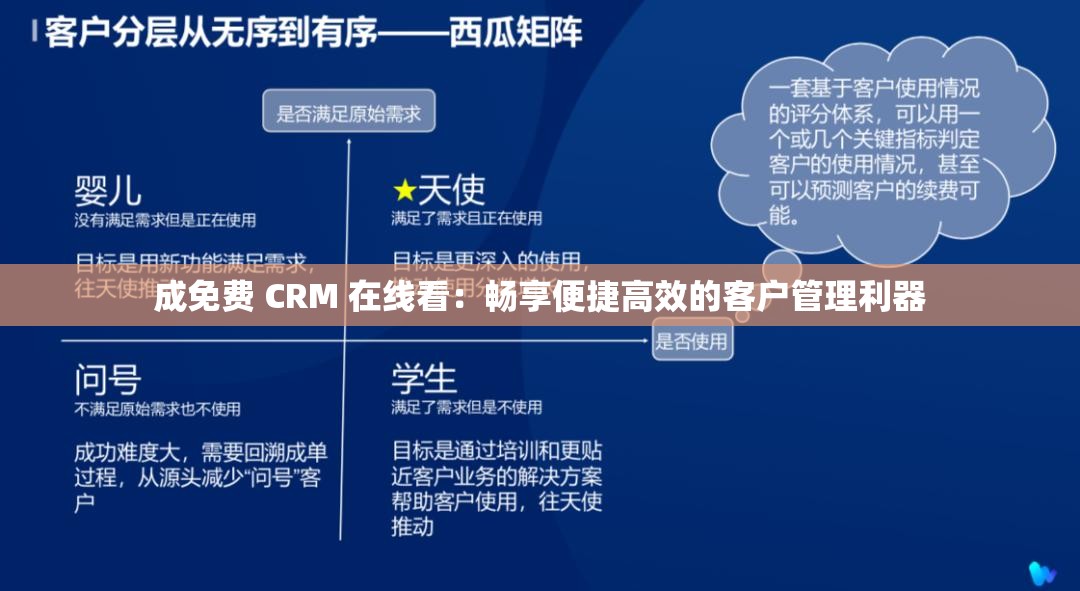 成免费 CRM 在线看：畅享便捷高效的客户管理利器