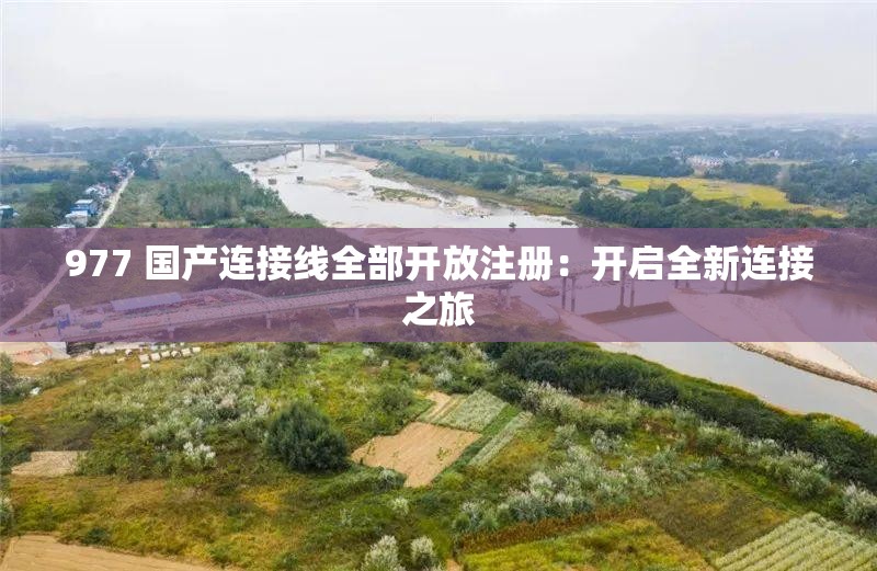 977 国产连接线全部开放注册：开启全新连接之旅