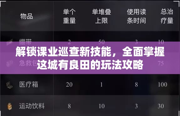 解锁课业巡查新技能，全面掌握这城有良田的玩法攻略