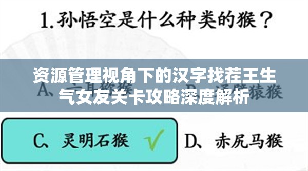 资源管理视角下的汉字找茬王生气女友关卡攻略深度解析